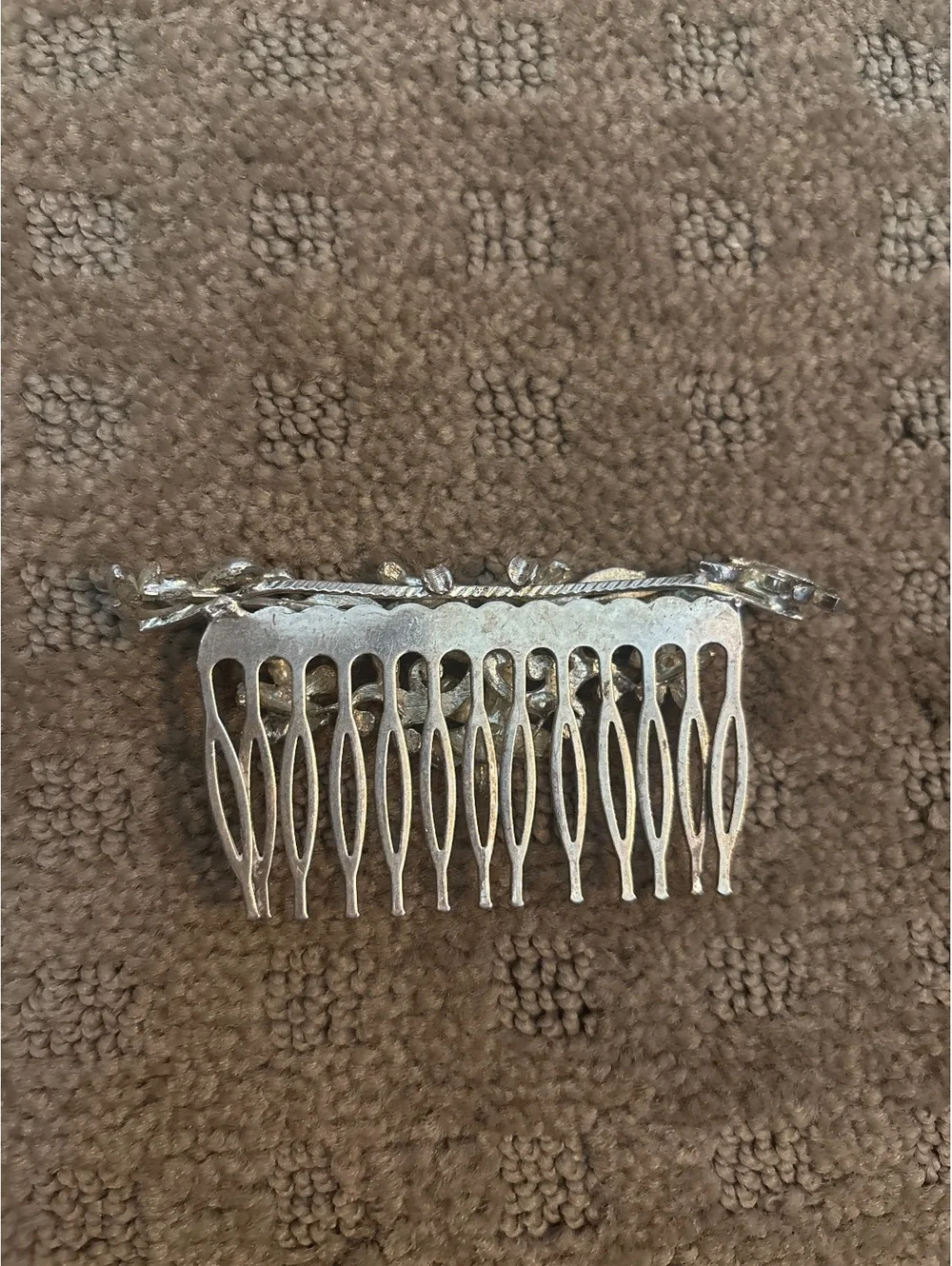Vintage Silver Floral Decorative Hair Comb